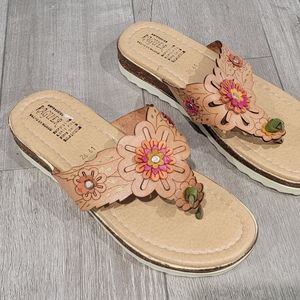 Raguer Artesanas leather floral thong sandals 9